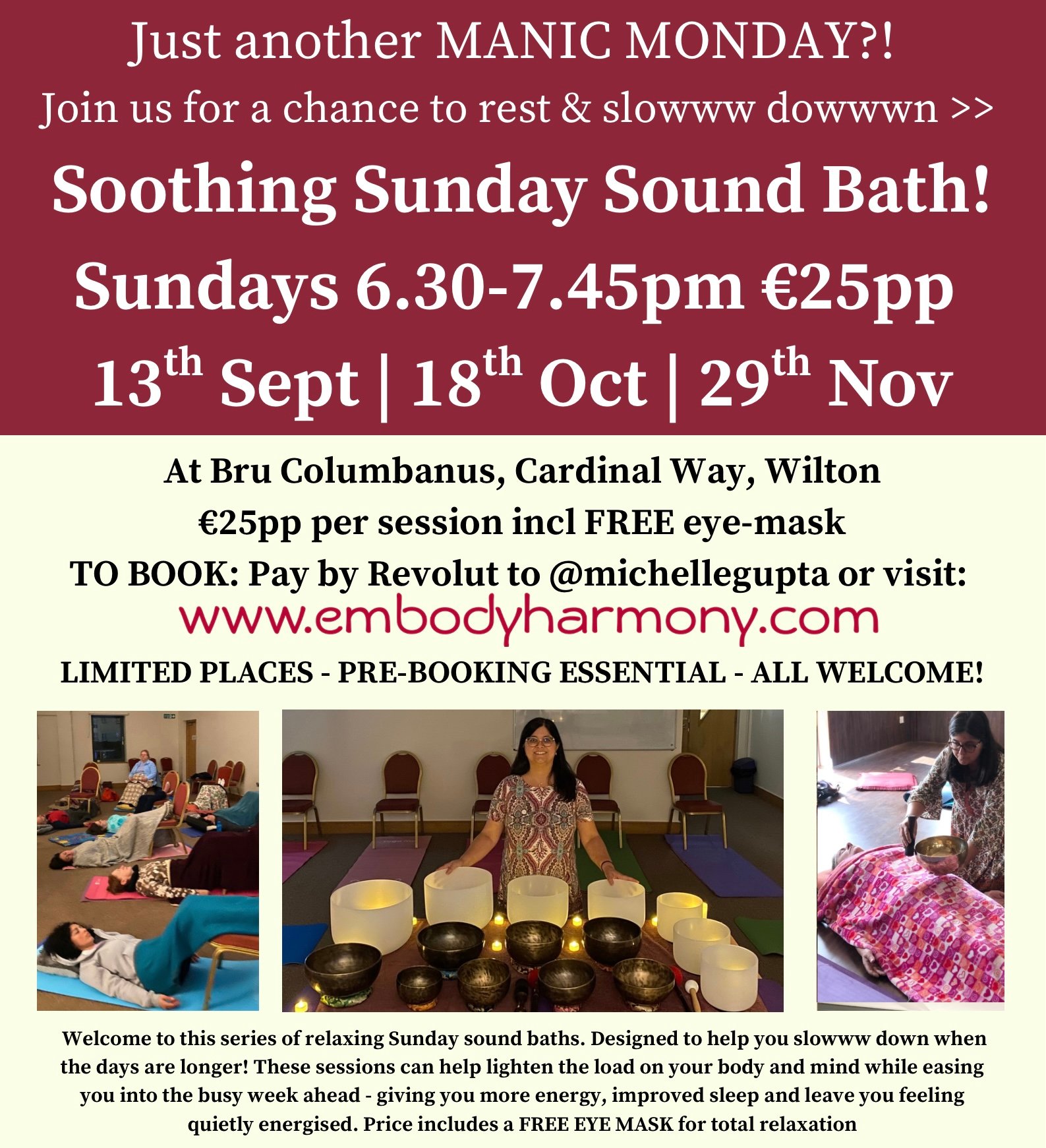 Sunday Sound Baths Autumn/Winter 2026 in Cork!